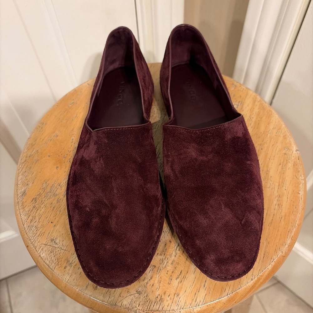 Vince Mavis Suede D'Orsay Loafers Flats Women Burgundy Wine